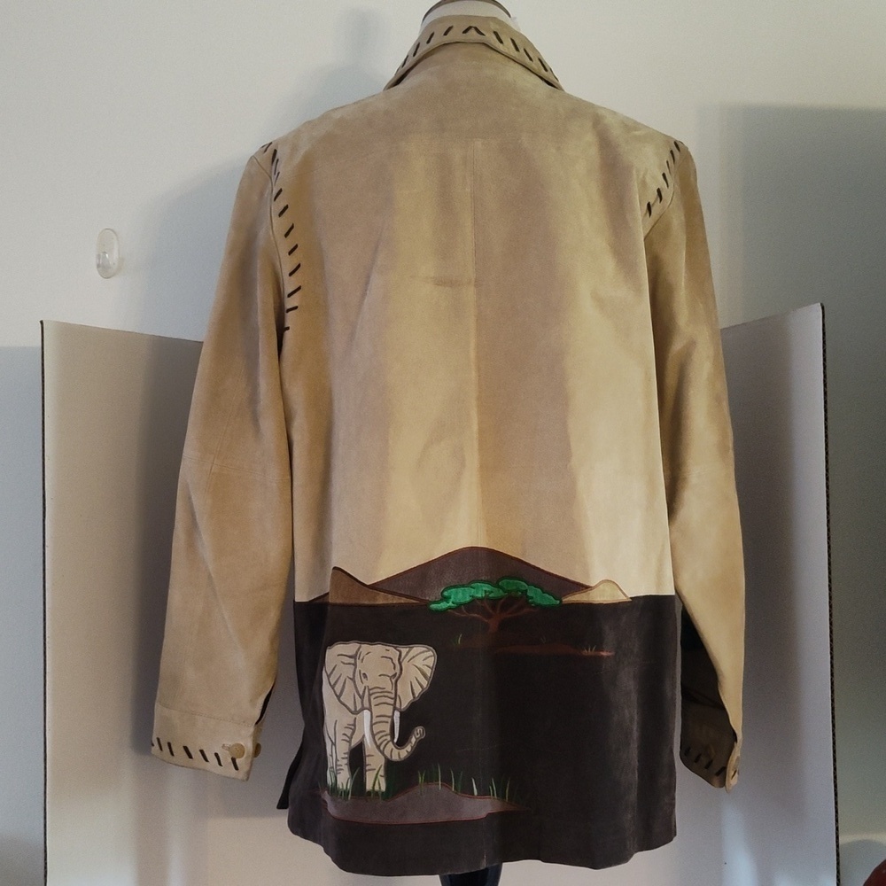 The Quacker Factory Womens Safari Suede Coat w/leather stitching Size Large - Picture 2 of 16